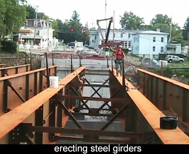 The ironworkers are wearing harnesses, and they are tied off to prevent an accidental fall